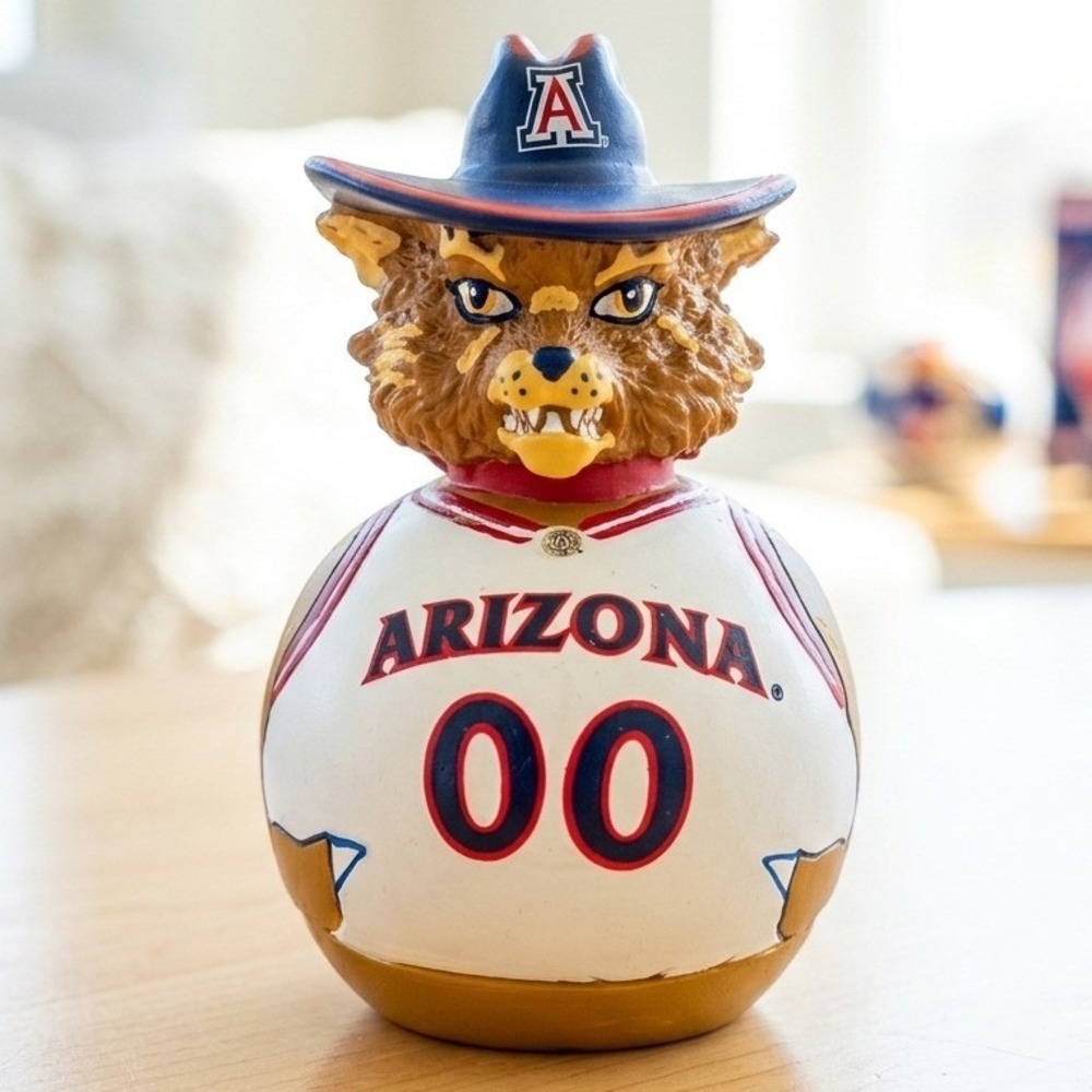 Vintage Arizona Wildcats Wilbur Wildcat Rocker Mascot Figurine NCAA 00 Jersey